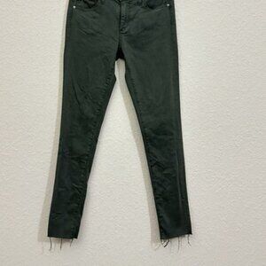 Super Skinny The Legging Ankle Jeans Raw Hem Green